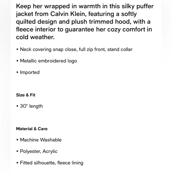 Calvin Klein Big Girls Aerial Jacket - Picture 4 of 4